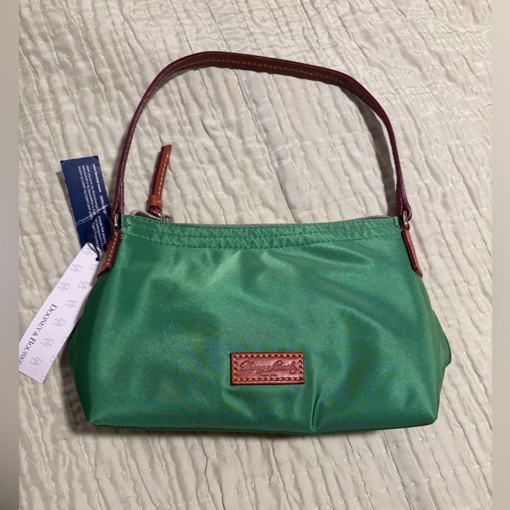 Dooney & Bourke Emerald Green Nylon Crossbody with Brown Leather Logo Patch